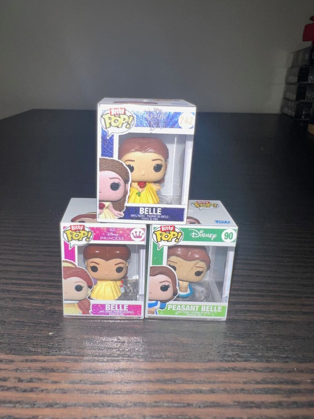 3 BITTY Belle Beauty & Beast 1" Funko Pops Holidays Disney Princess Christmas